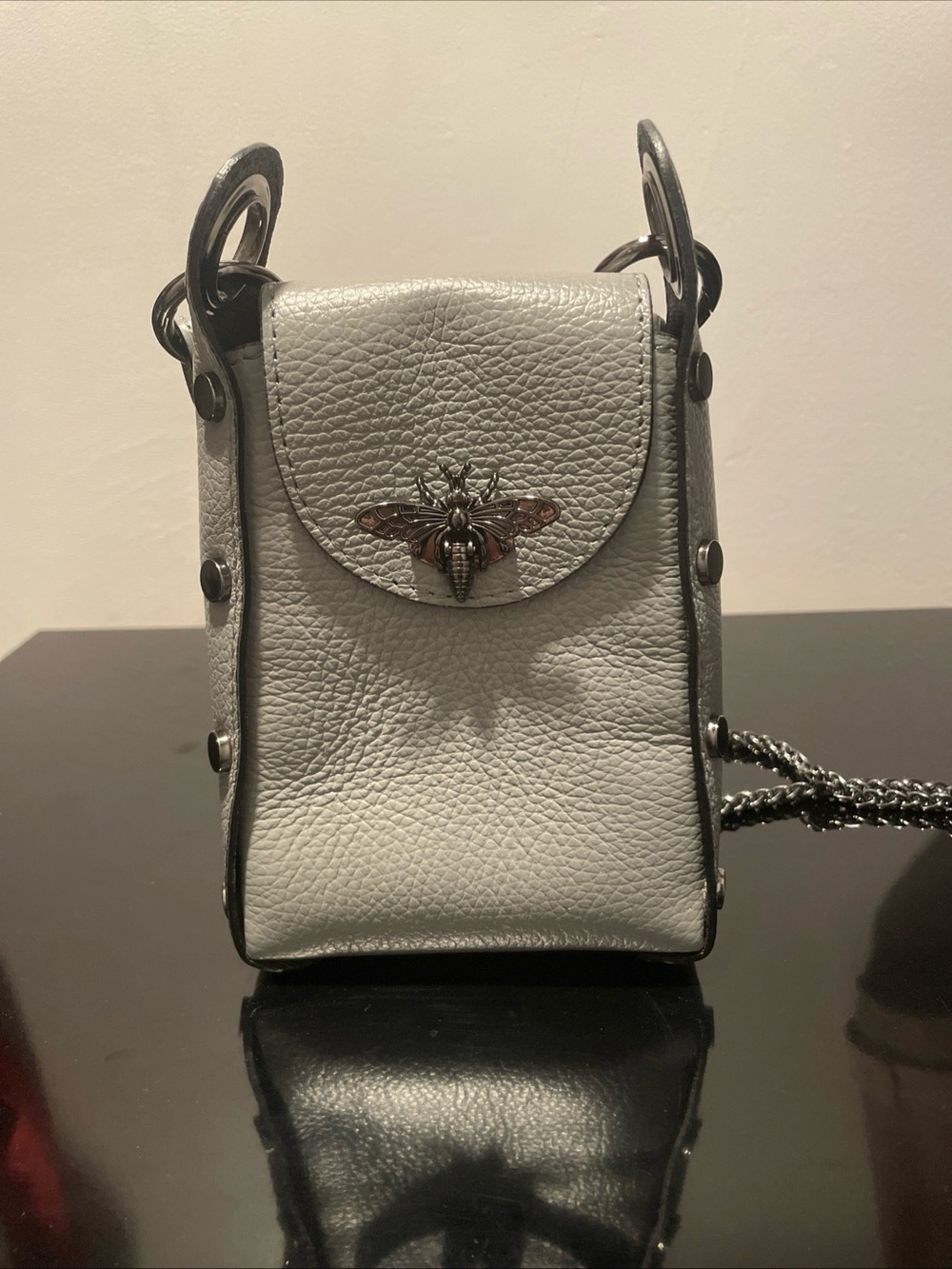 Vera Pelle Italian Leather Women Purse Bumble Bee Hardware Crossbody